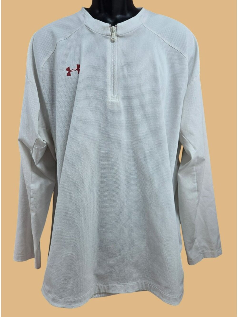 Under Armour White Quarter-Zip Pullover Shirt XL Loose Fit Lightweight Activewea